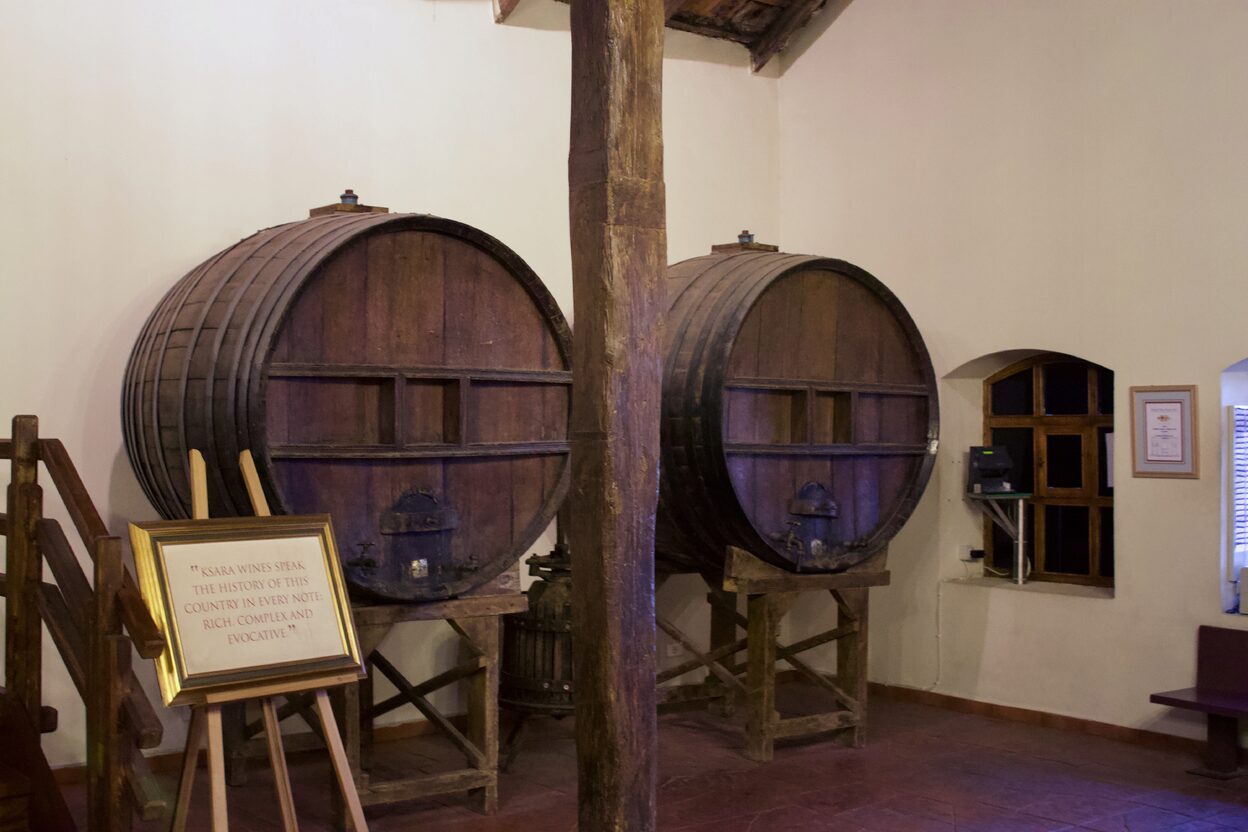 Large wine barrels at Chateau Ksara