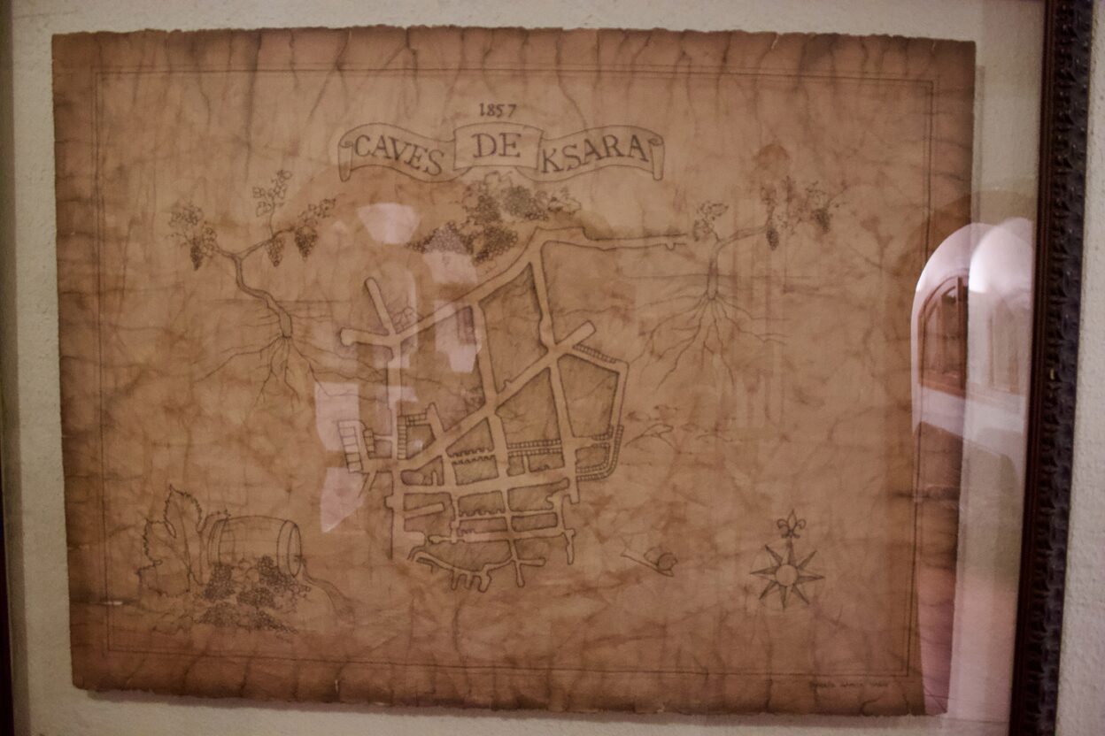 An old map of the tunnels at Chateau Ksara