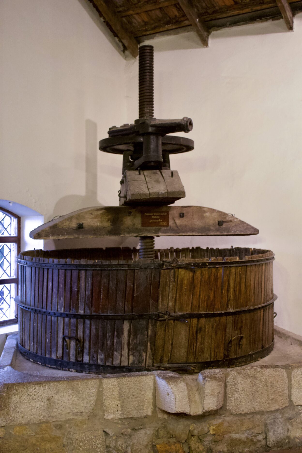 A large grape press at Chateau Ksara