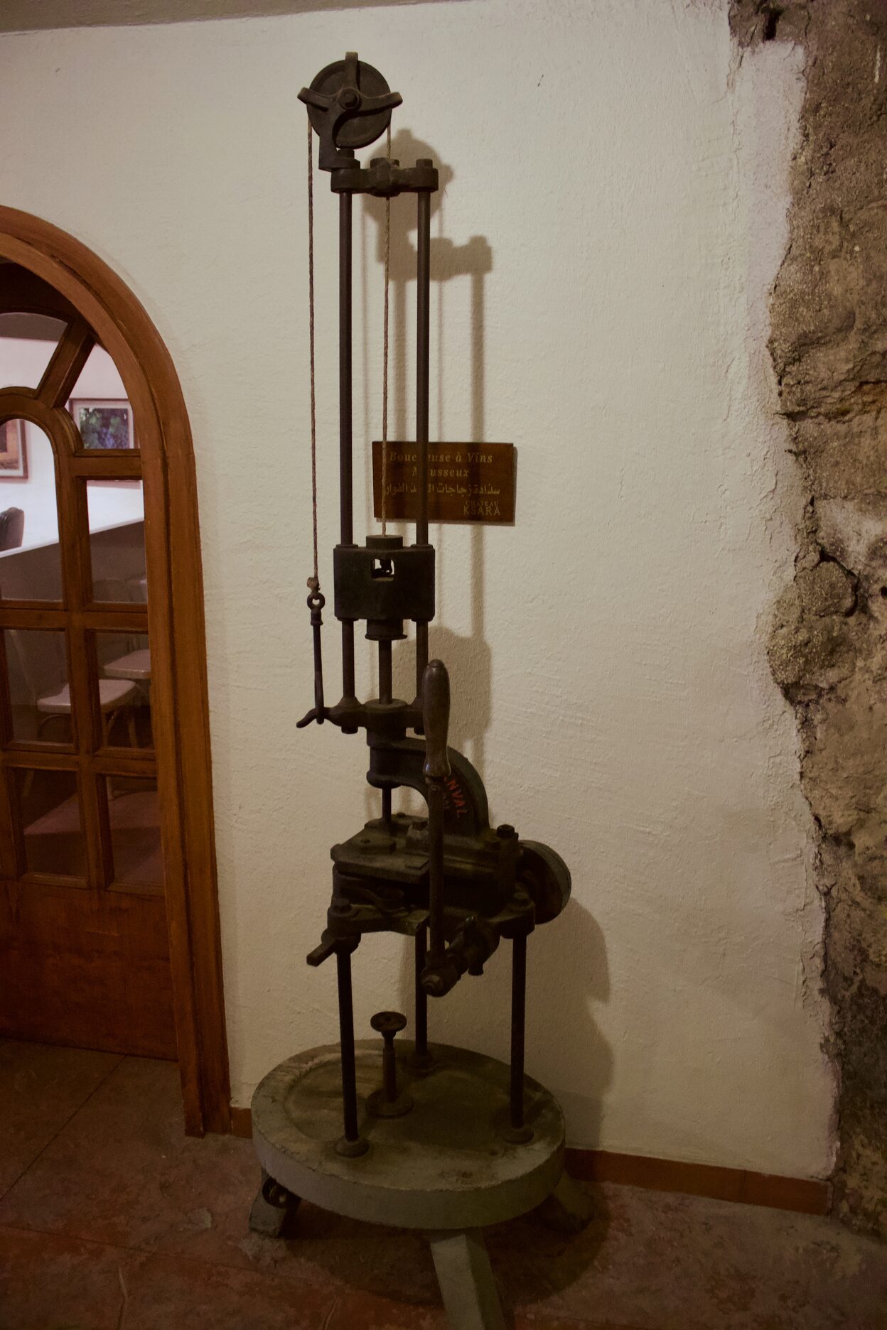 A small grape press tool at Chateau Ksara