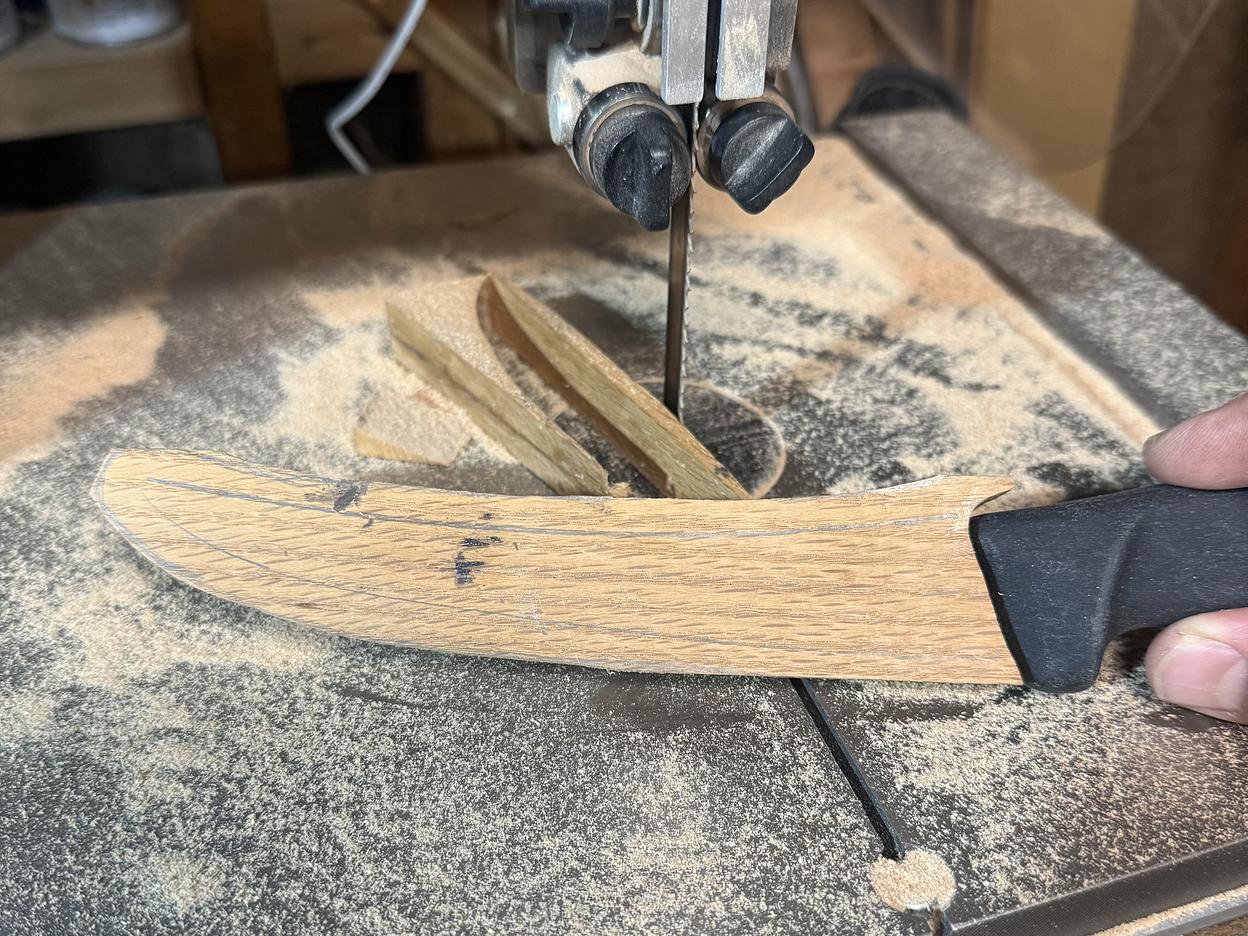  Knife Sheath after cutting the rough profile.